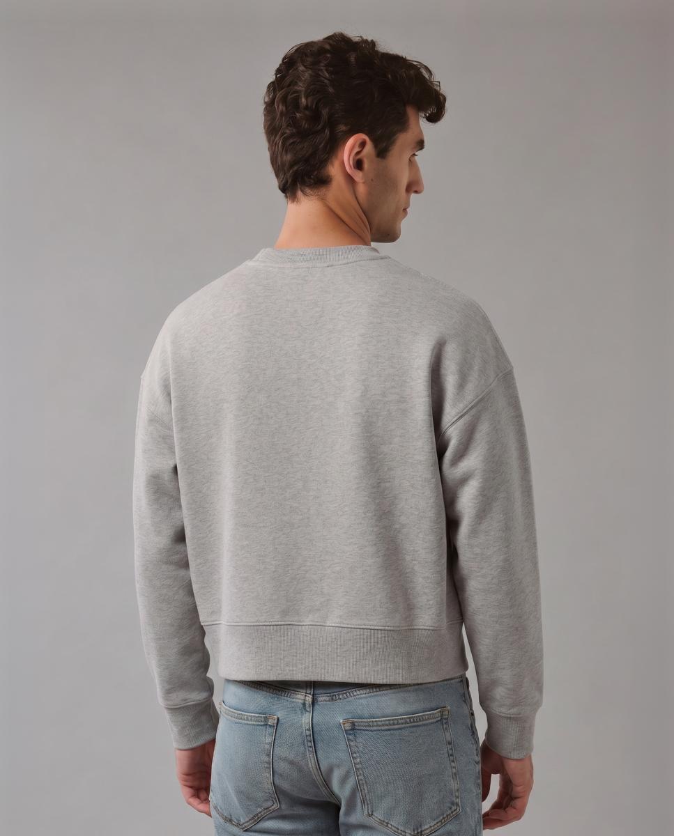 Sweatshirt Cropped Fit Cinzento-2