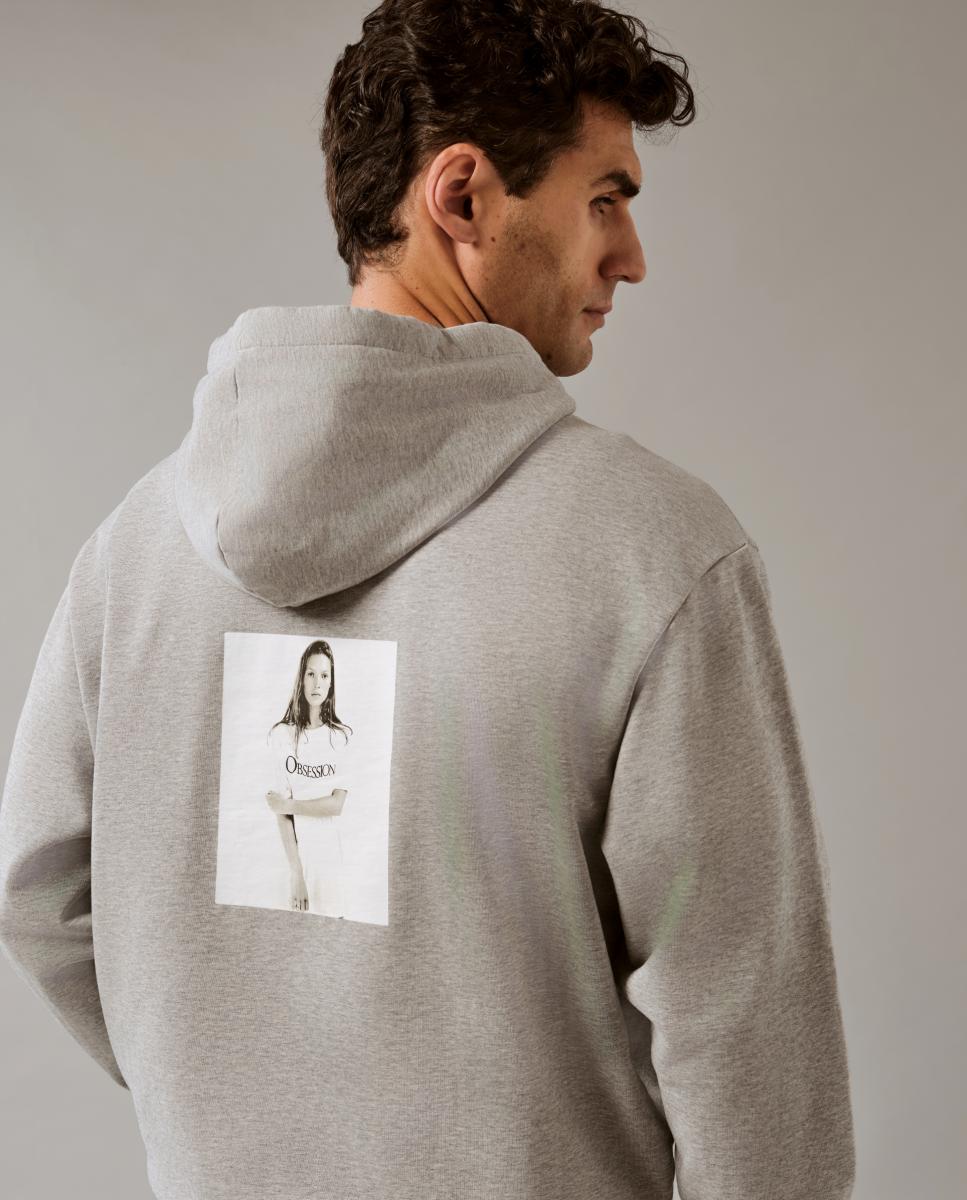 Sweatshirt com Estampado Gráfico Kate Moss Cinzento-7
