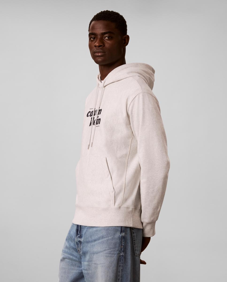 Sweatshirt com Capuz e Estampado Gráfico Cinzento-claro-4