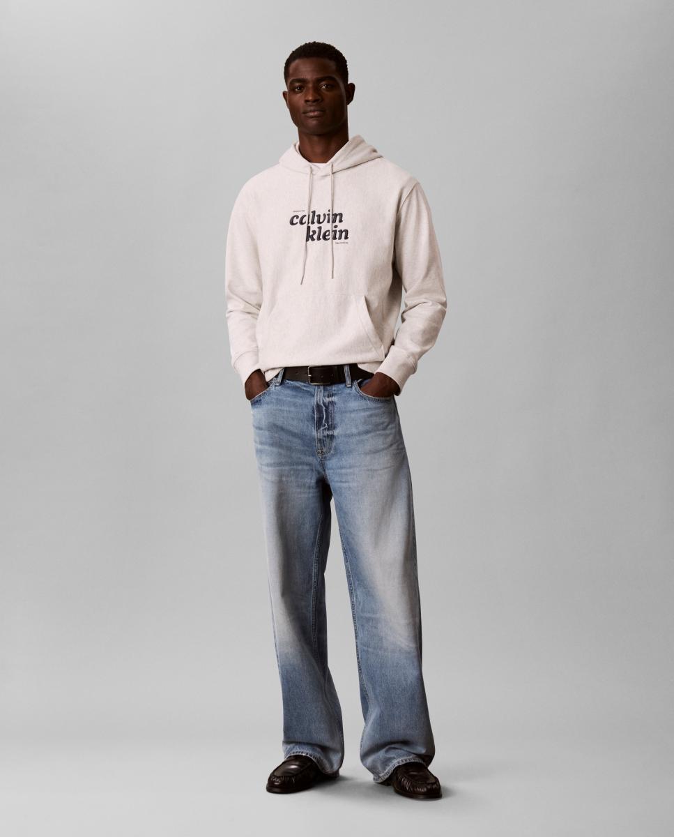 Sweatshirt com Capuz e Estampado Gráfico Cinzento-claro-5