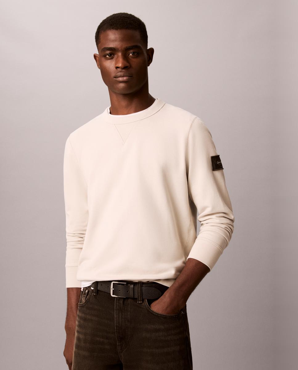 Sudadera Hombre cuello redondo con badge - Calvin Klein Jeans - Gris claro Gris claro-1