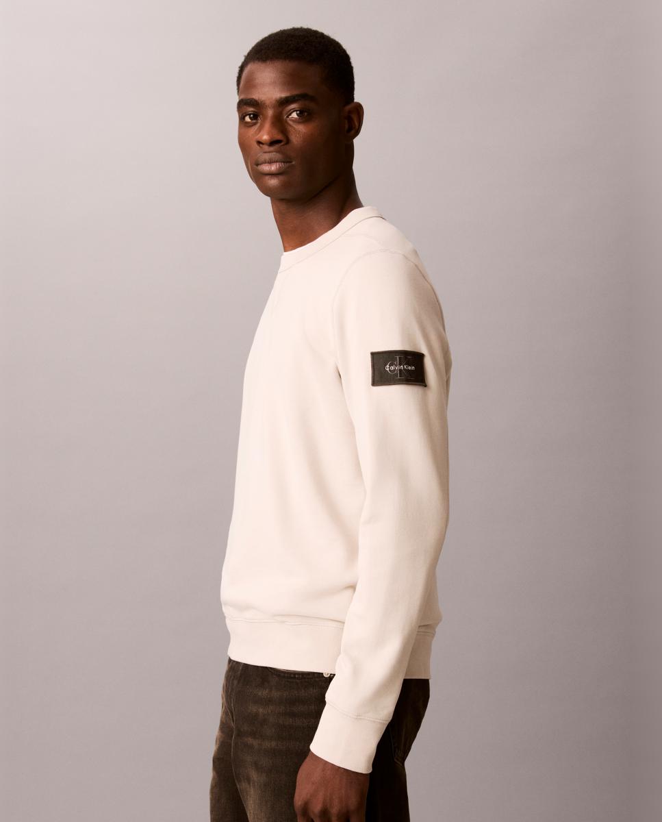 Sudadera Hombre cuello redondo con badge - Calvin Klein Jeans - Gris claro Gris claro-3