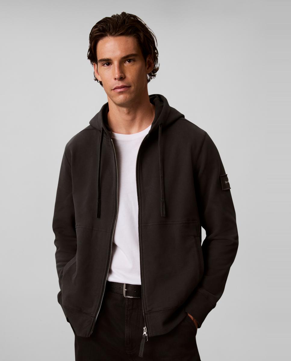Imagen 0 de Sudadera hoodie Hombre con cremallera y badge Negro