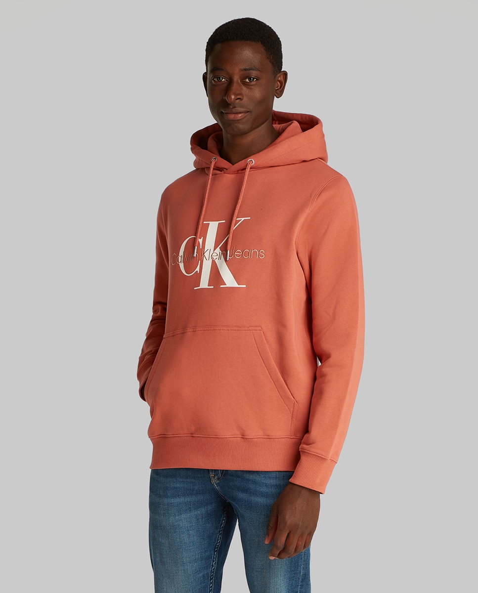Sweatshirt com Capuz e Monograma Castanho-1
