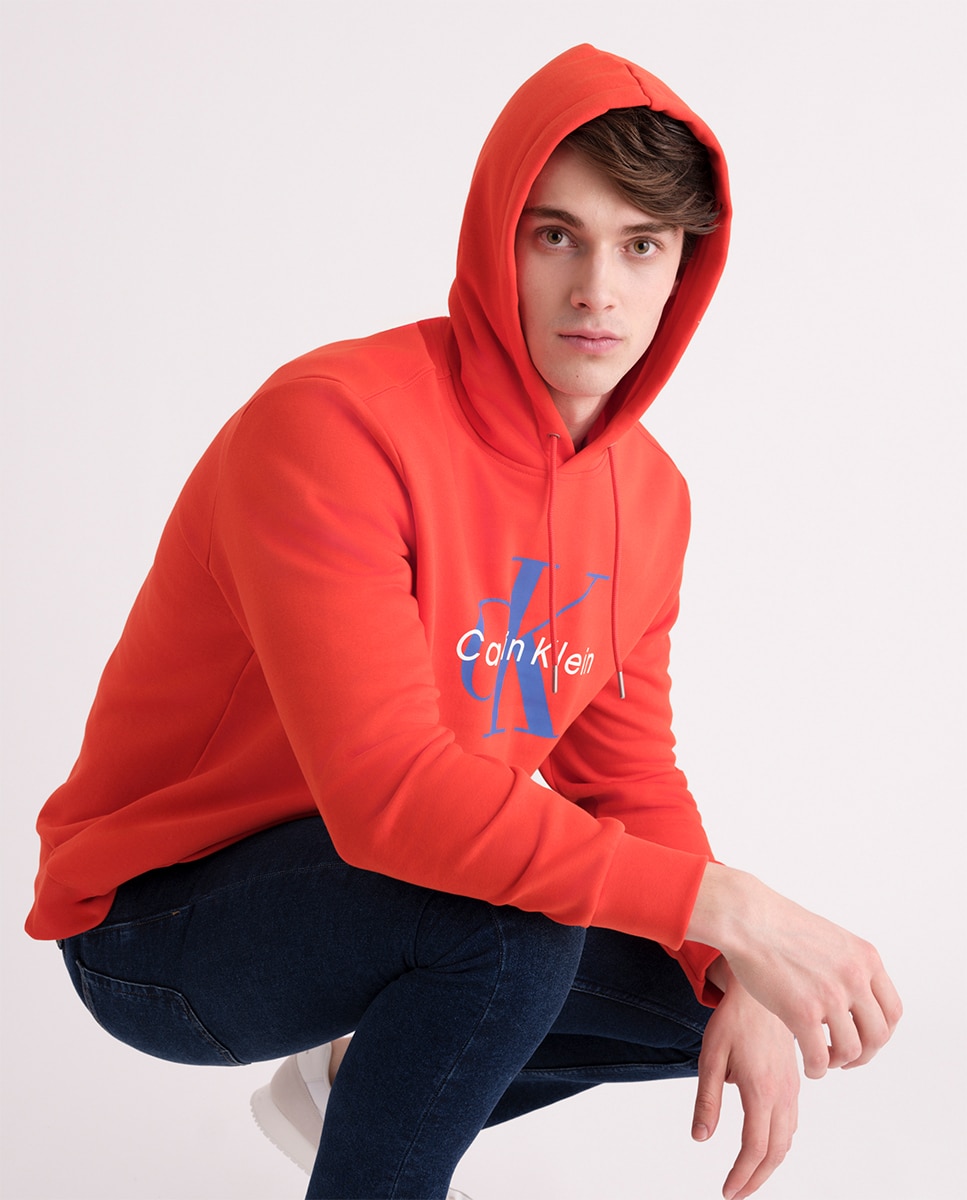 Sweatshirt com Capuz e Monograma Vermelho-3