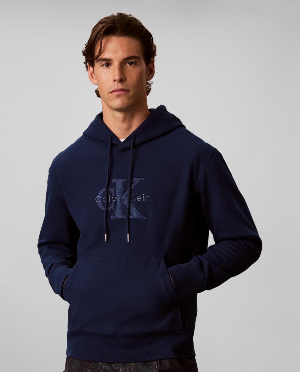 Sudadera Hombre con aplique denim logo - Calvin Klein Jeans - Azul Azul-1