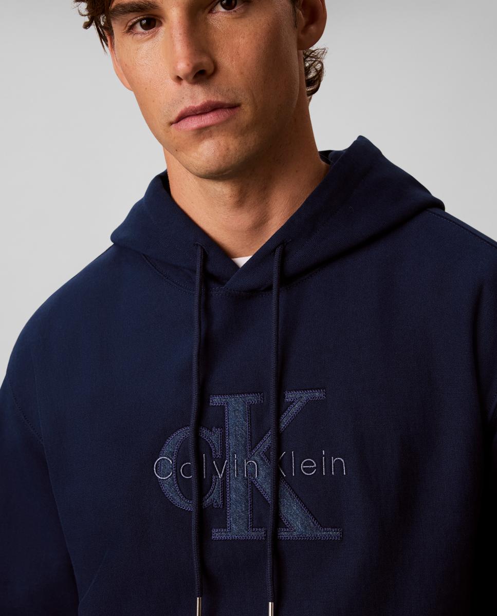 Sudadera Hombre con aplique denim logo - Calvin Klein Jeans - Azul Azul-3