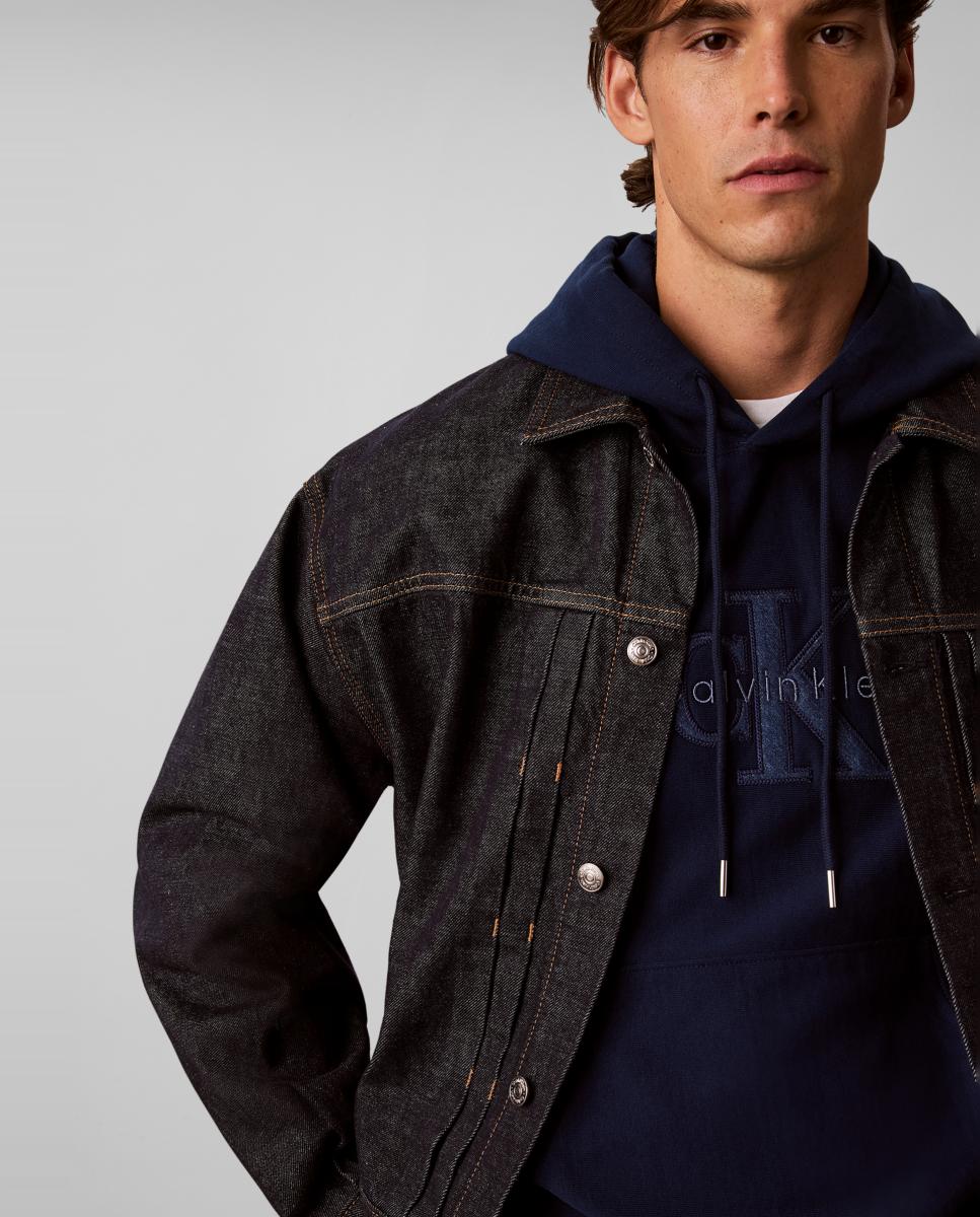 Sudadera Hombre con aplique denim logo - Calvin Klein Jeans - Azul Azul-4