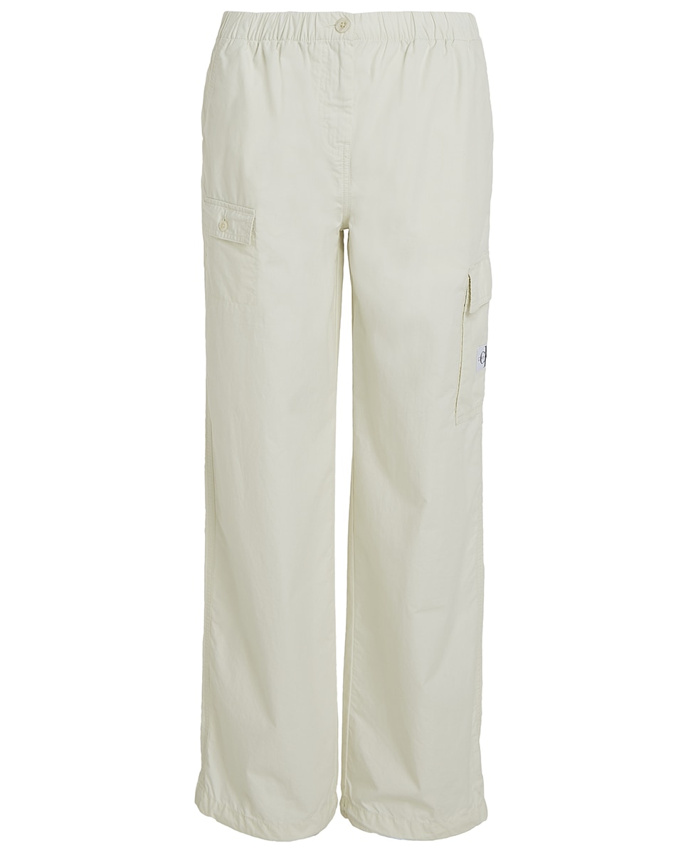Calças Cargo Regular de Algodão Branco-4