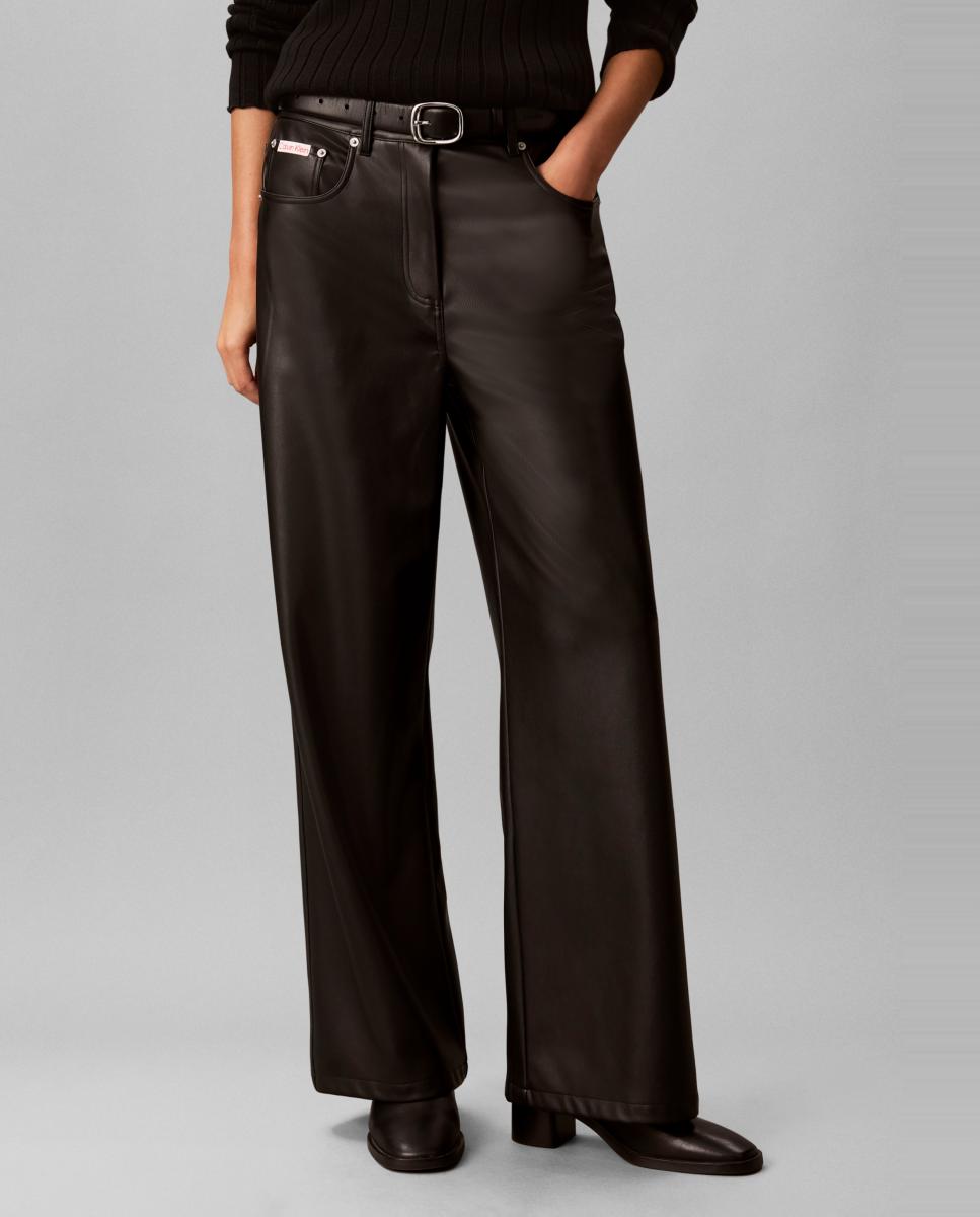 Pantalón de mujer polipiel - Calvin Klein Jeans - Negro Negro-2