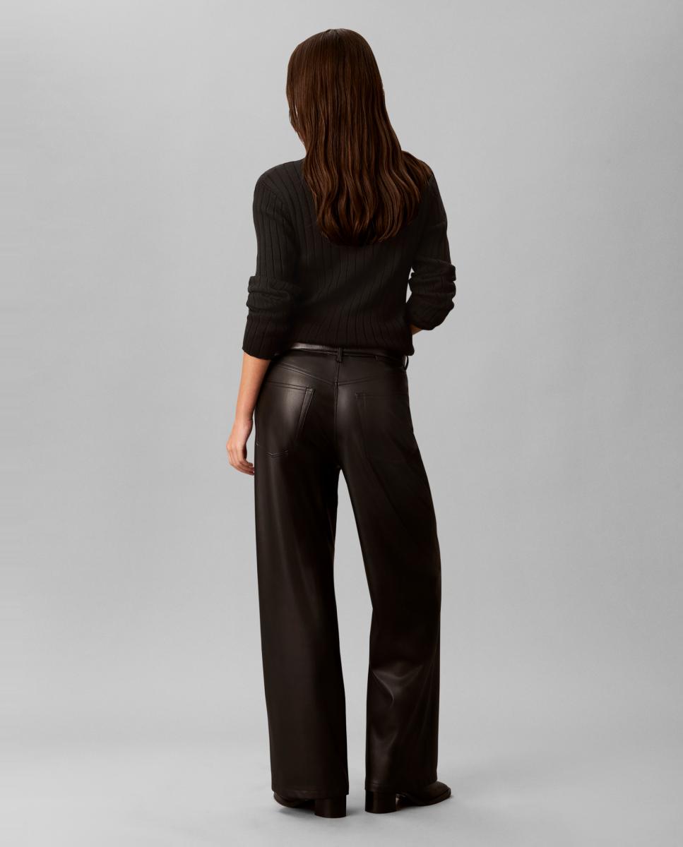 Pantalón de mujer polipiel - Calvin Klein Jeans - Negro Negro-3