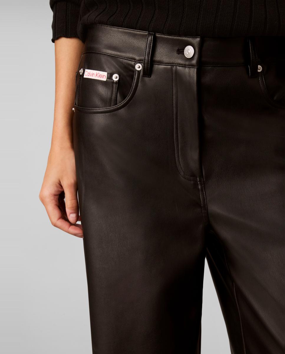 Pantalón de mujer polipiel - Calvin Klein Jeans - Negro Negro-4
