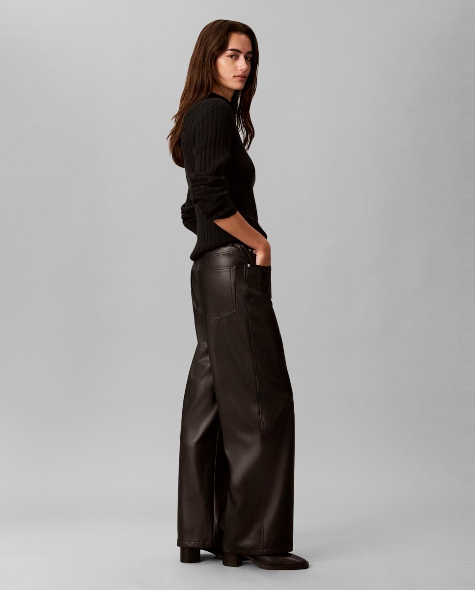 Pantalón de mujer polipiel - Calvin Klein Jeans - Negro Negro-5