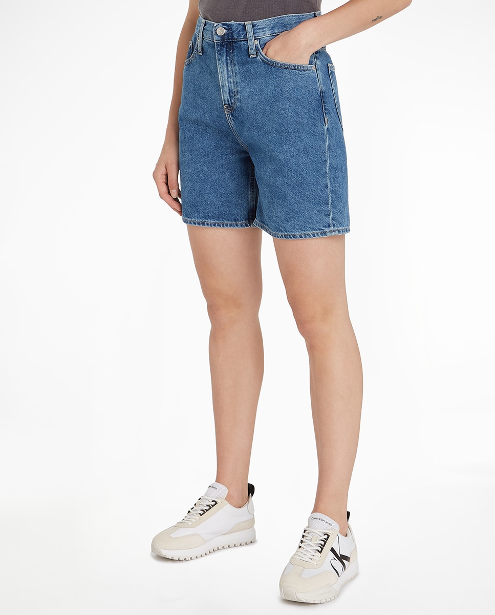 Bermudas Mom Fit de Ganga Azul-1