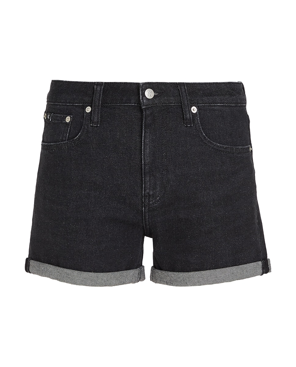 Bermudas Slim com Cintura Média e em Ganga Preto-4