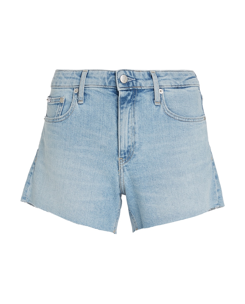 Bermudas Slim com Cintura Média e em Ganga Azul-claro-4