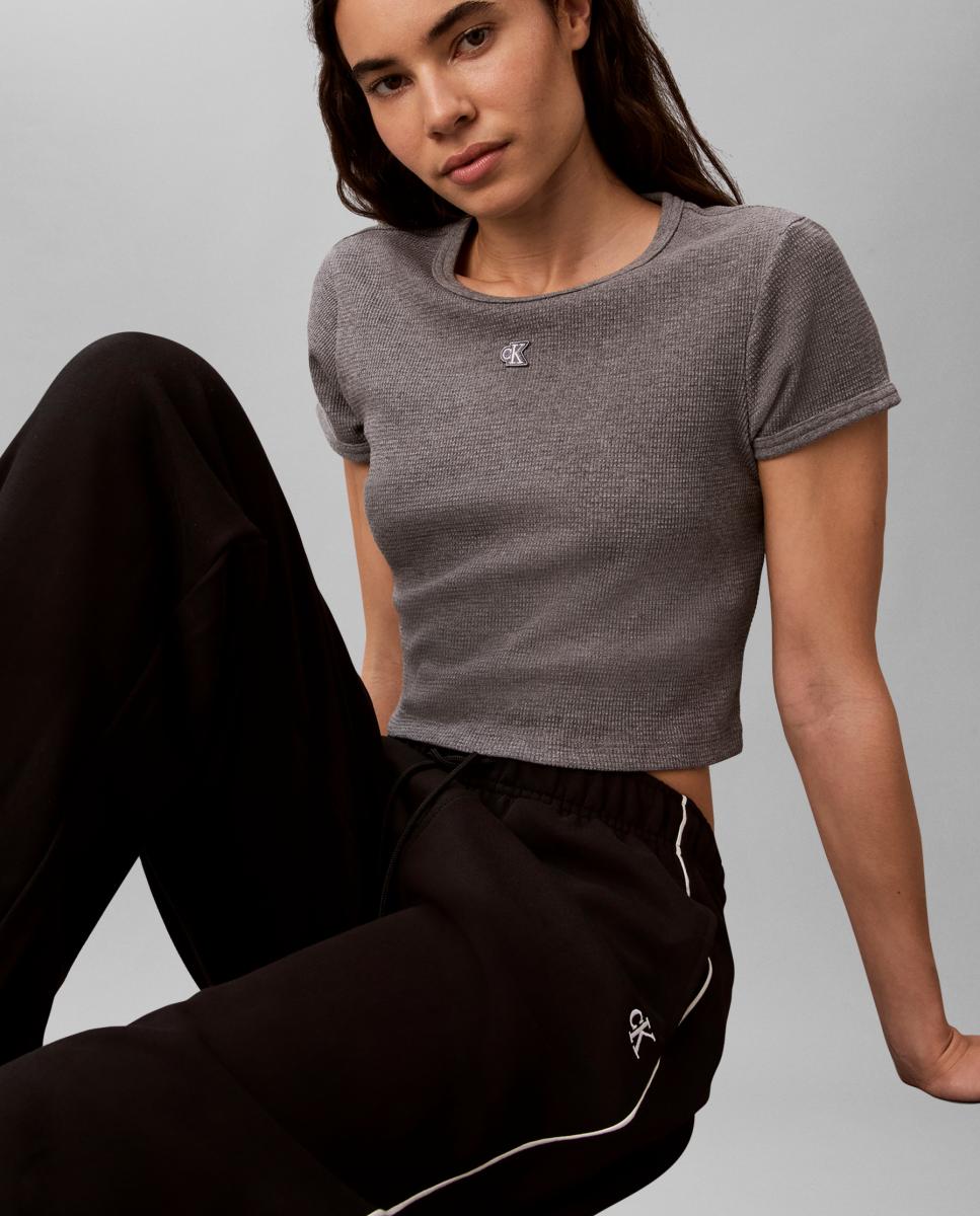 Pantalón de mujer monogram terry - Calvin Klein Jeans - Negro Negro-6