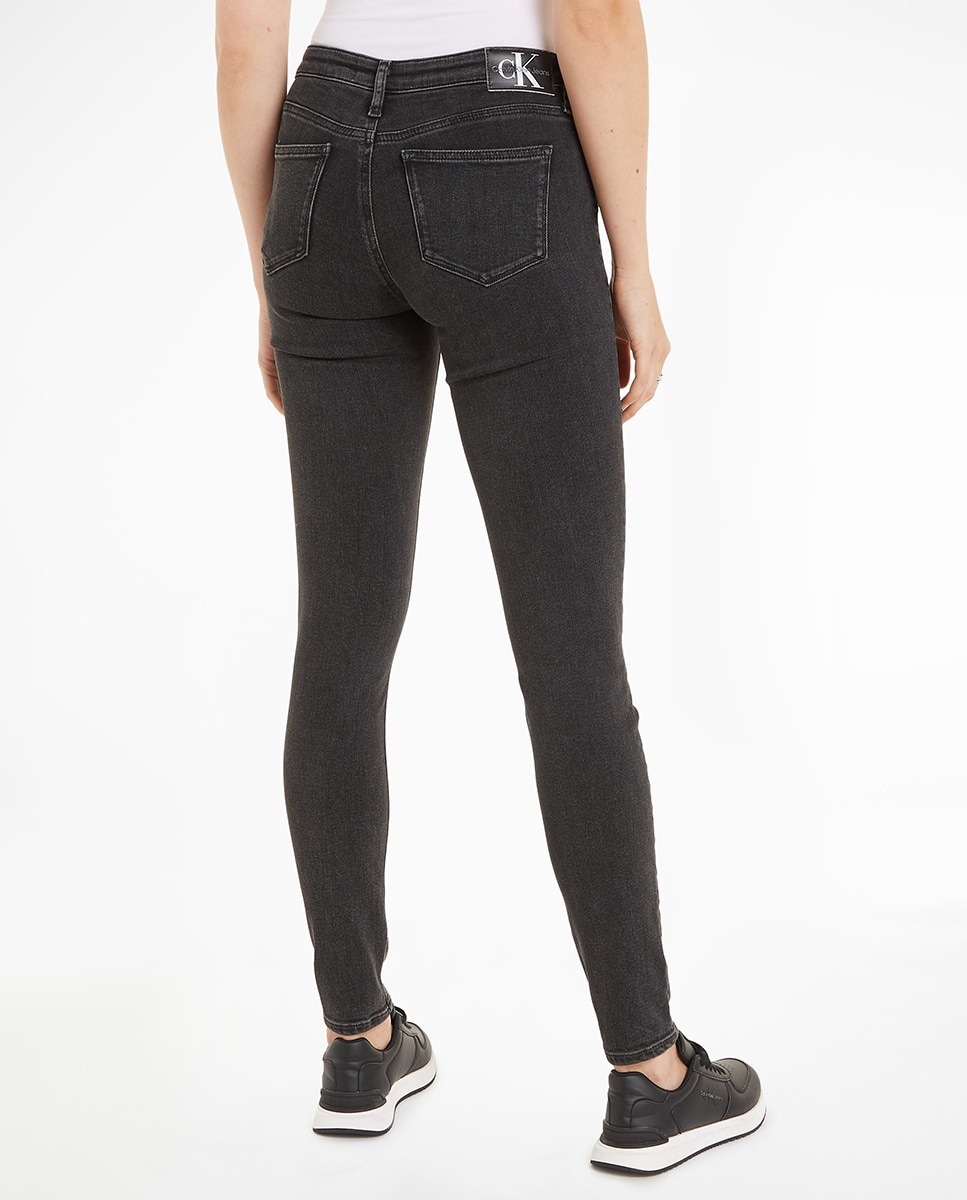 Jeans Mid Rise Skinny Preto-2