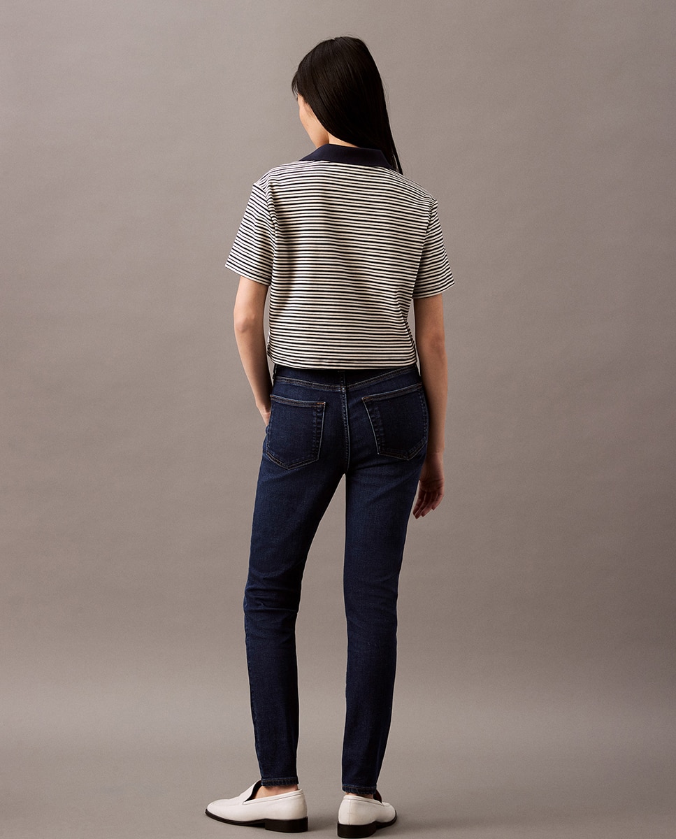 Jeans Skinny de Cintura Média Azul-5