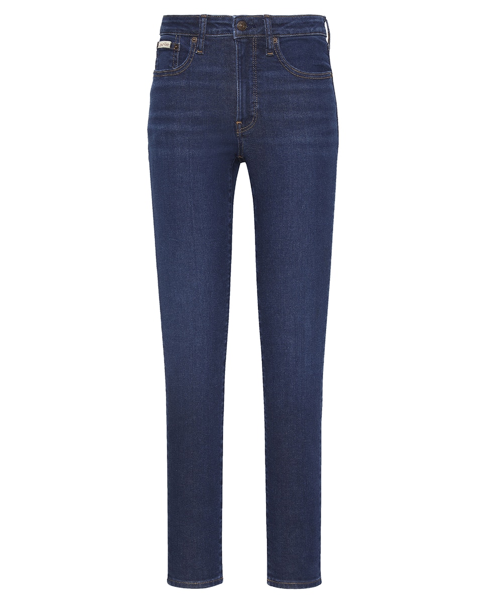 Jeans Skinny de Cintura Média Azul-6