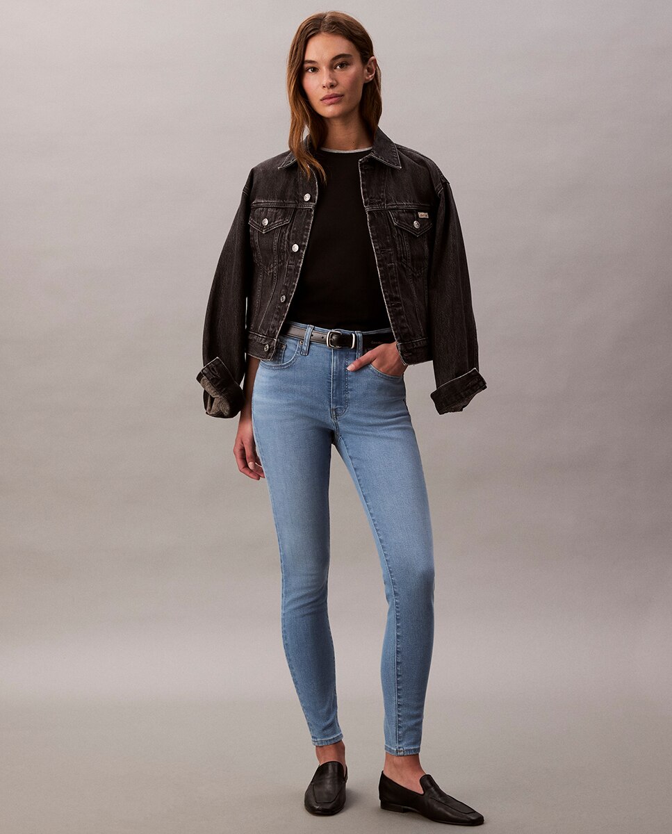 Jeans Skinny de Cintura Média Azul-claro-2