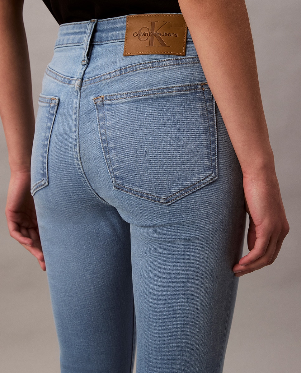 Jeans Skinny de Cintura Média Azul-claro-4
