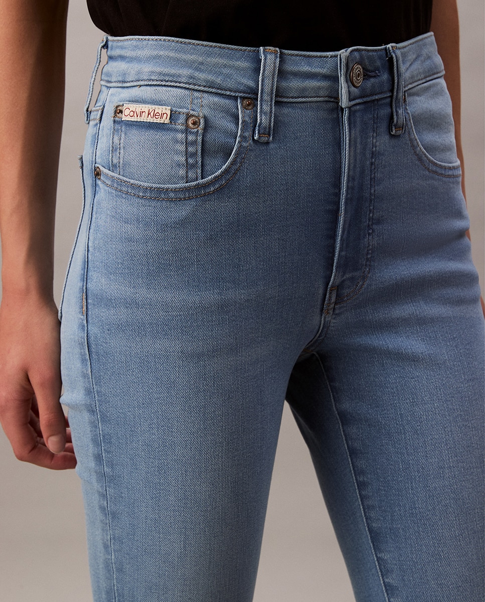 Jeans Skinny de Cintura Média Azul-claro-5
