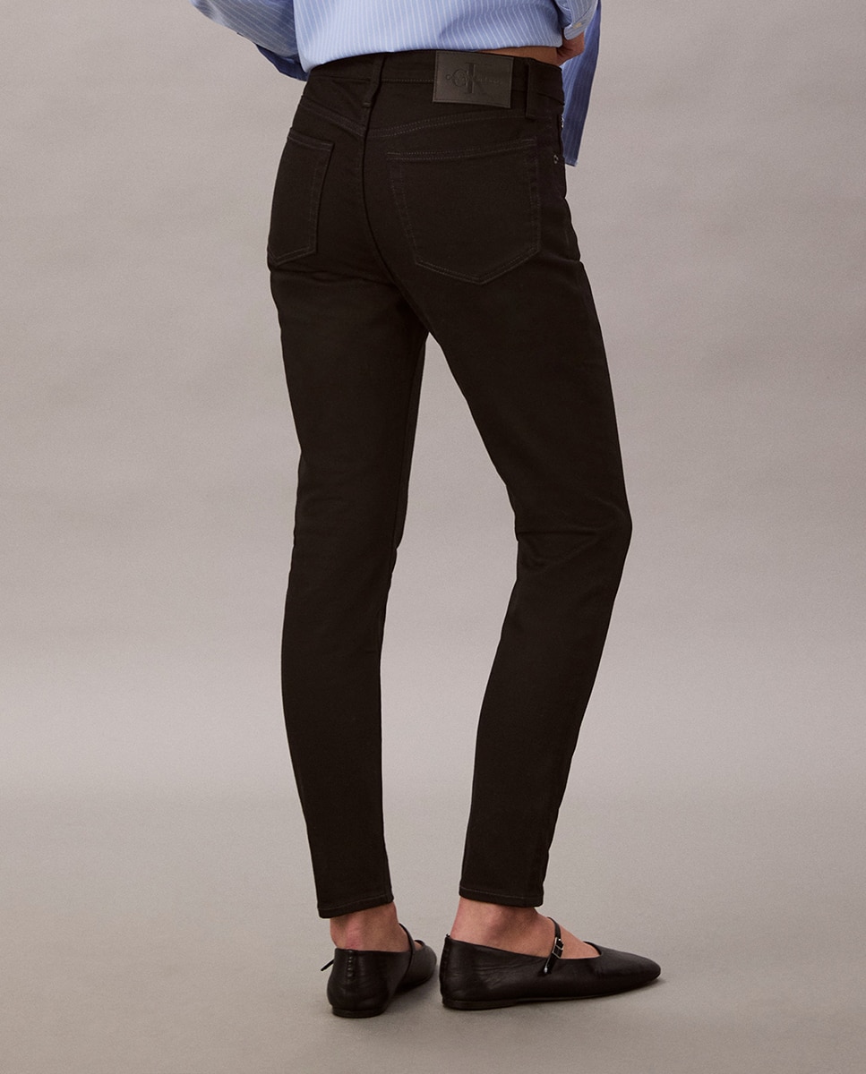 Jeans Skinny de Cintura Média Preto-3