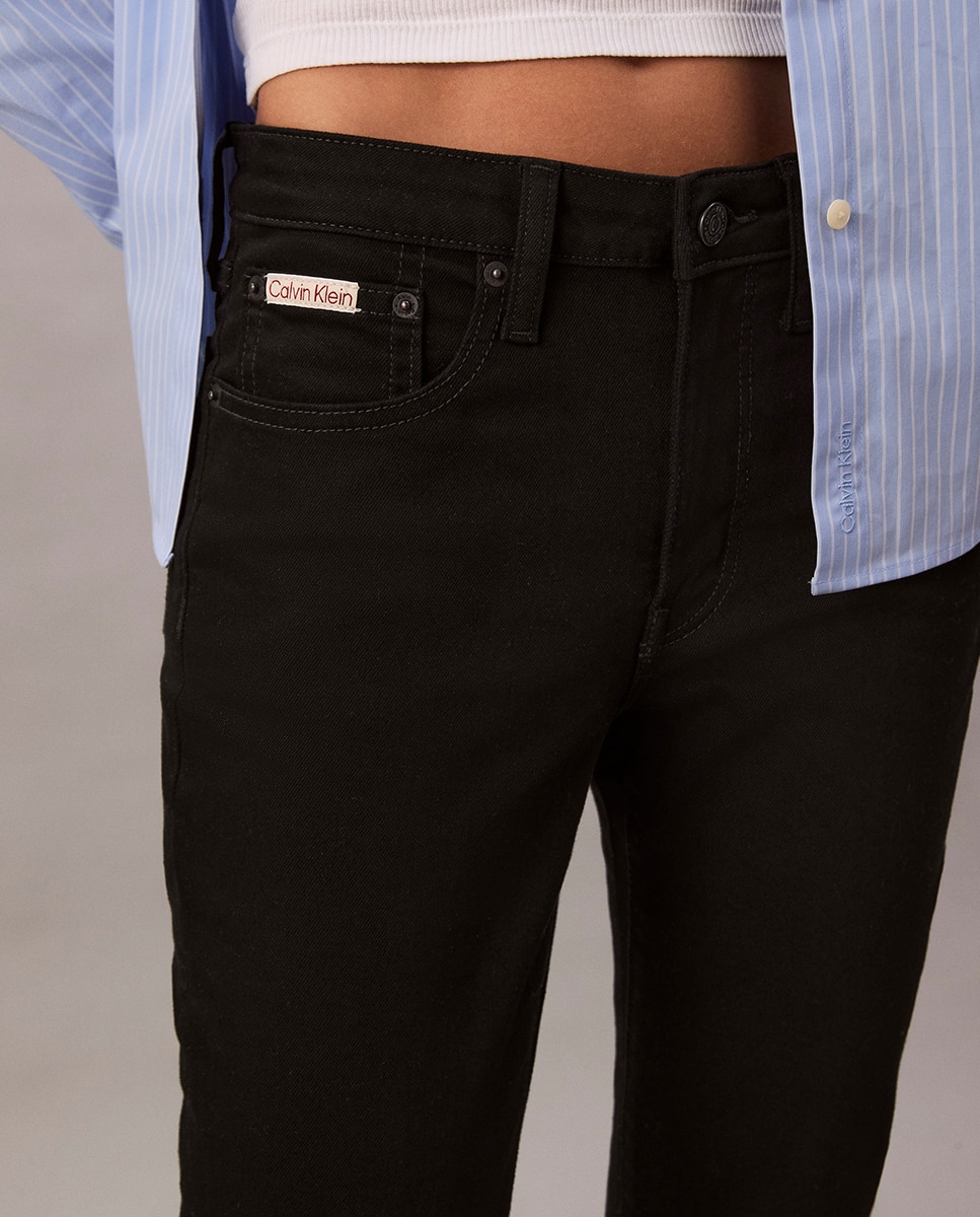 Jeans Skinny de Cintura Média Preto-4
