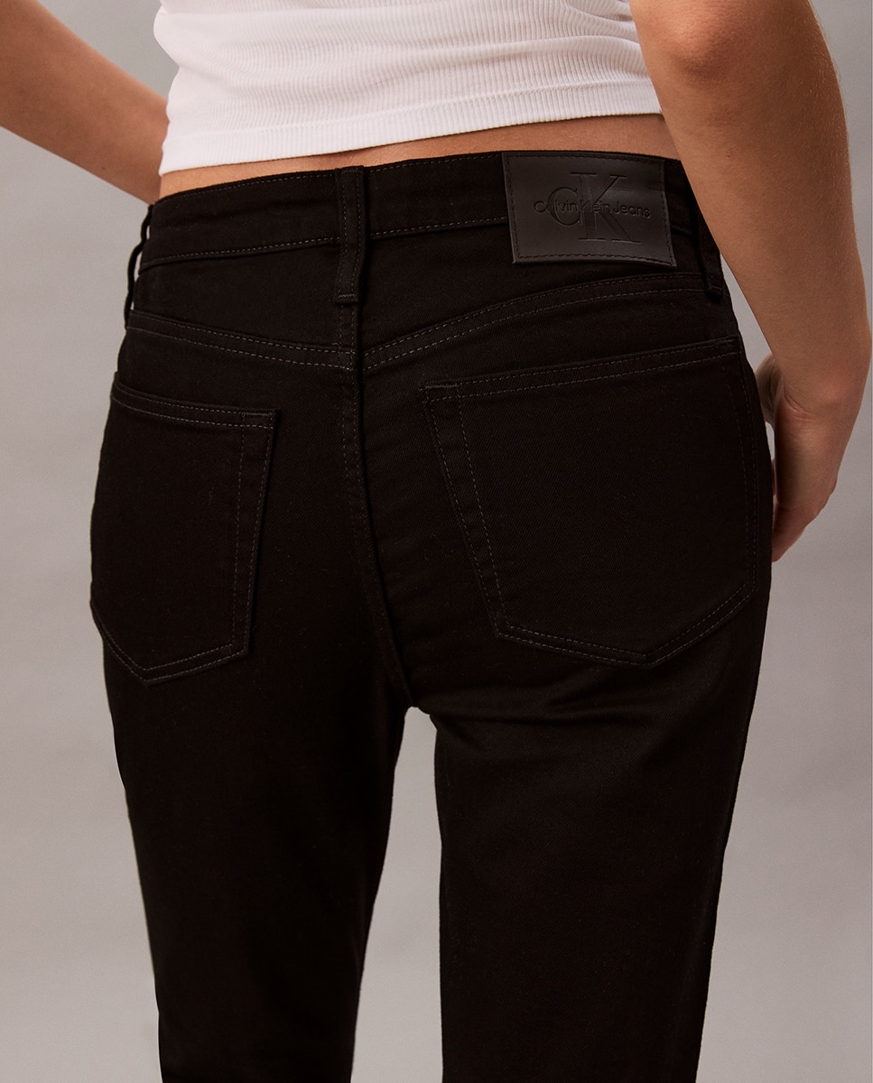 Jeans Skinny de Cintura Média Preto-5