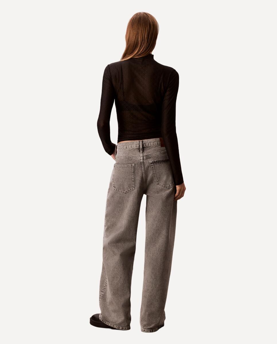 Jeans Fit Wide Leg Cinzento-2