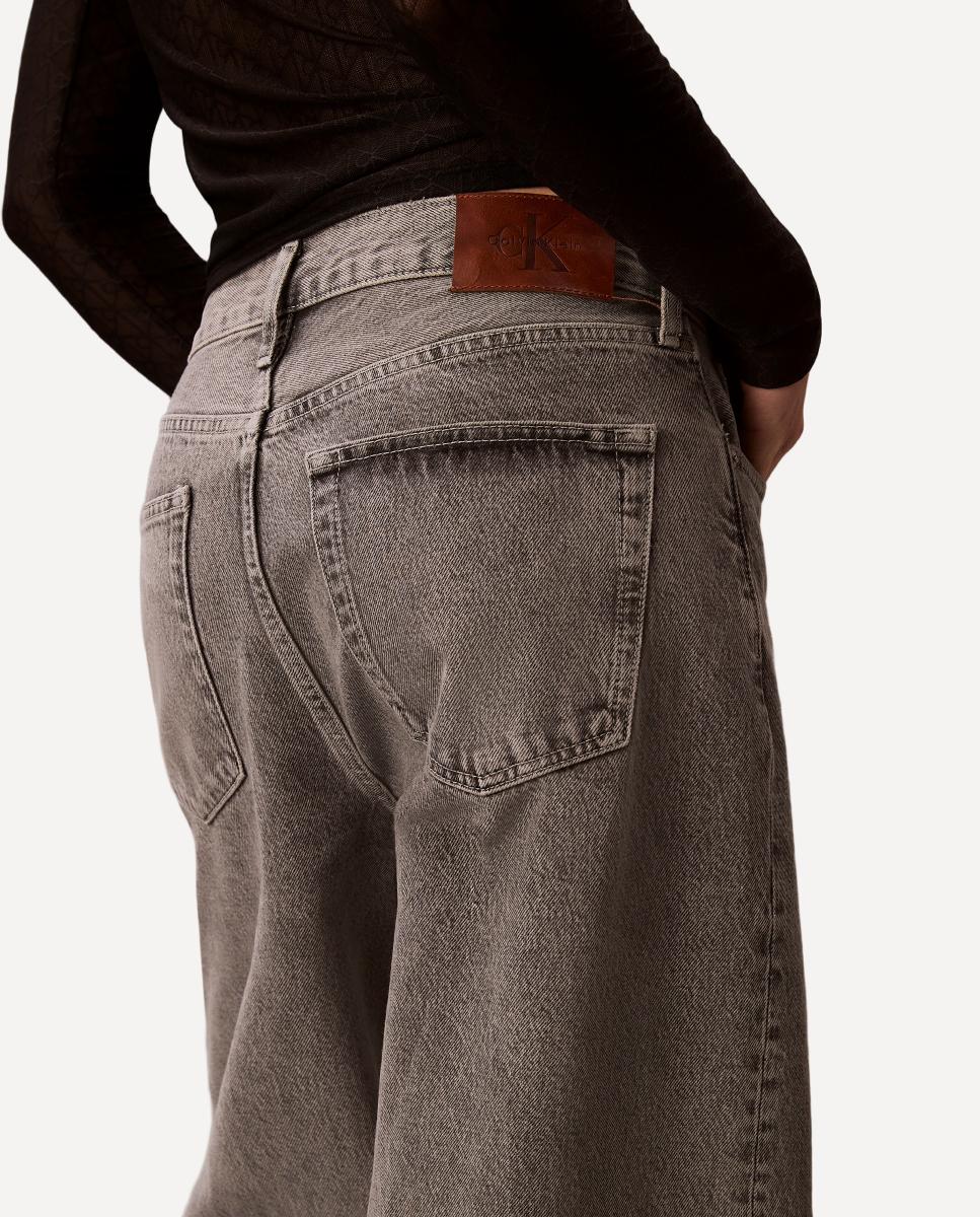 Jeans Fit Wide Leg Cinzento-3