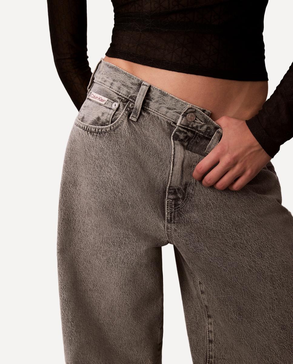 Jeans Fit Wide Leg Cinzento-4