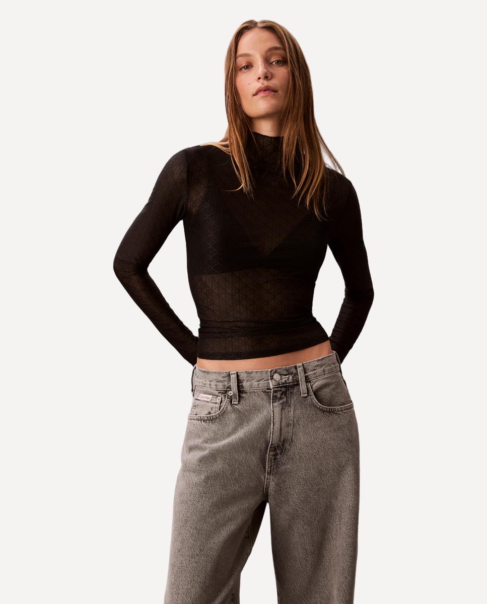 Jeans Fit Wide Leg Cinzento-5