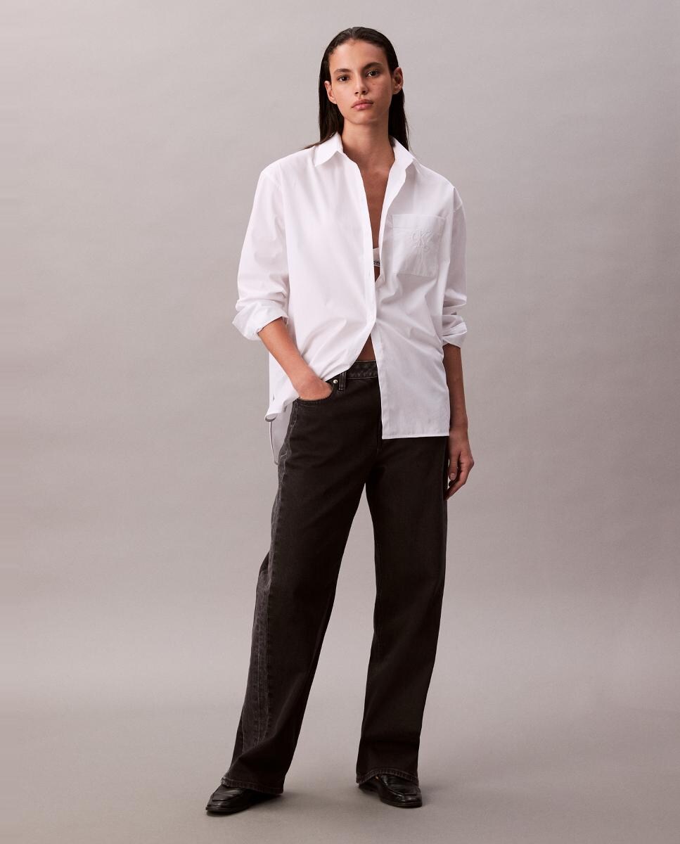 Camisa Relaxed Fit com Logótipo Branco-2