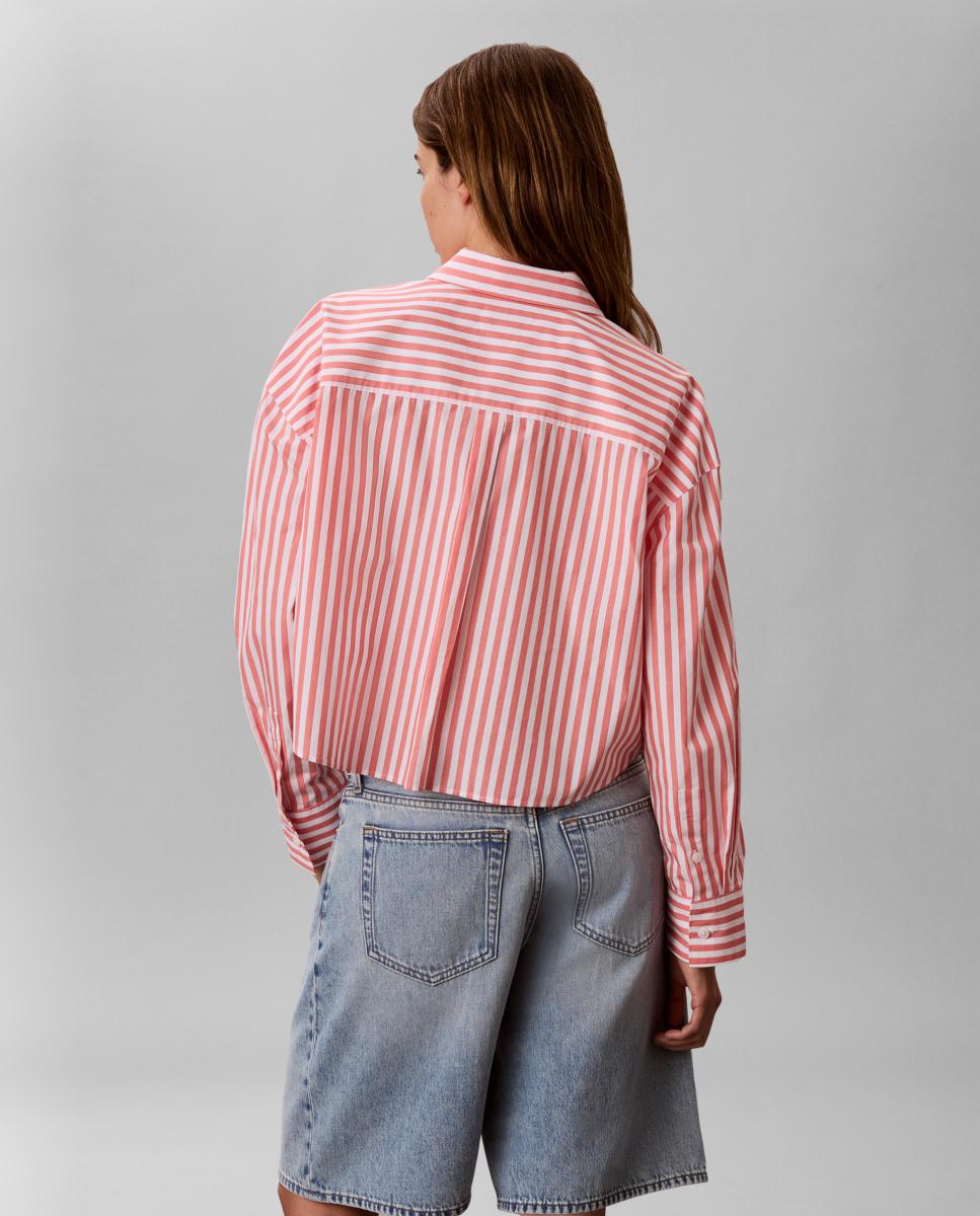 Camisa Curta de Popelina com Logótipo Rosa-2