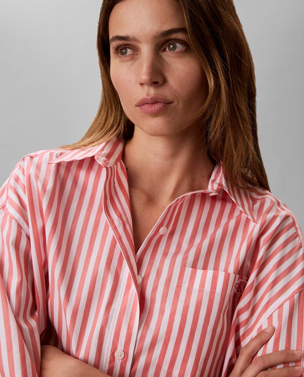 Camisa Curta de Popelina com Logótipo Rosa-3