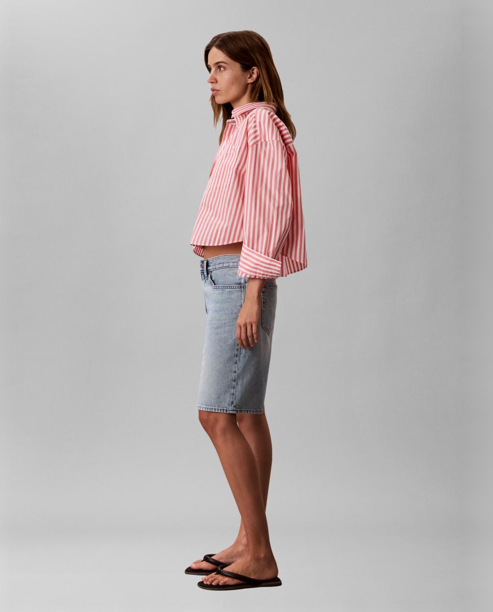 Camisa Curta de Popelina com Logótipo Rosa-4
