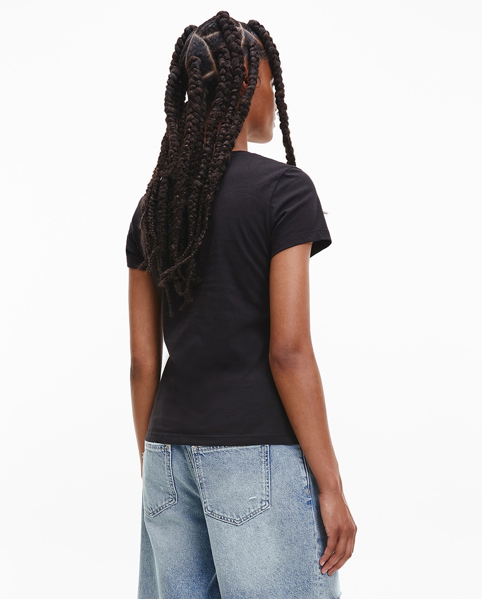 Camiseta de mujer Calvin Klein Jeans de algodón con logo - Negro Negro-2