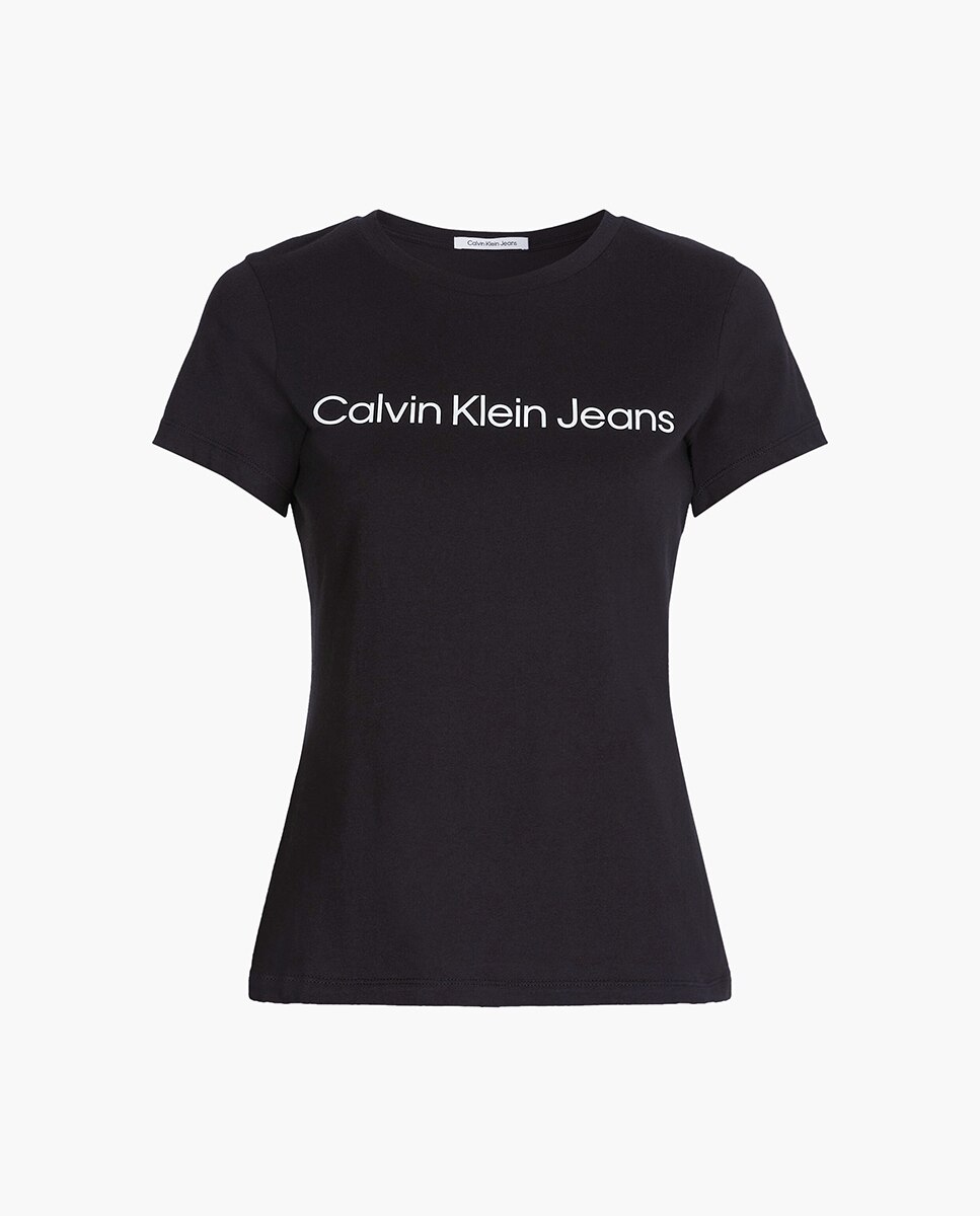 Camiseta de mujer Calvin Klein Jeans de algodón con logo - Negro Negro-3