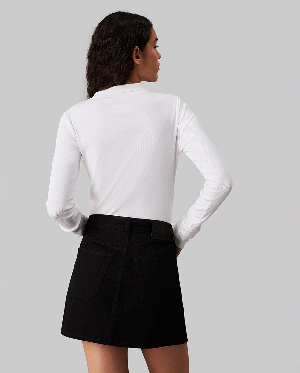 Body com Colarinho de Polo e Manga Comprida Branco-2