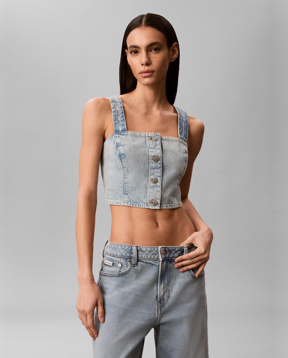 Calvin Klein Jeans - Top mujer corto vaquero.
