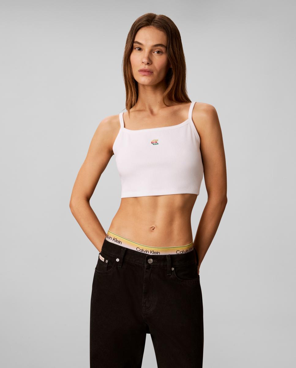 Calvin Klein Jeans - Top mujer corto de canalé.