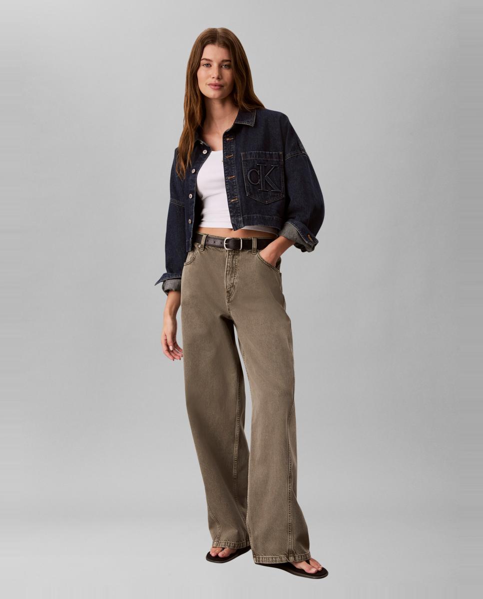 Camisa vaquera de mujer cropped logo - Calvin Klein Jeans - Azul Azul-7