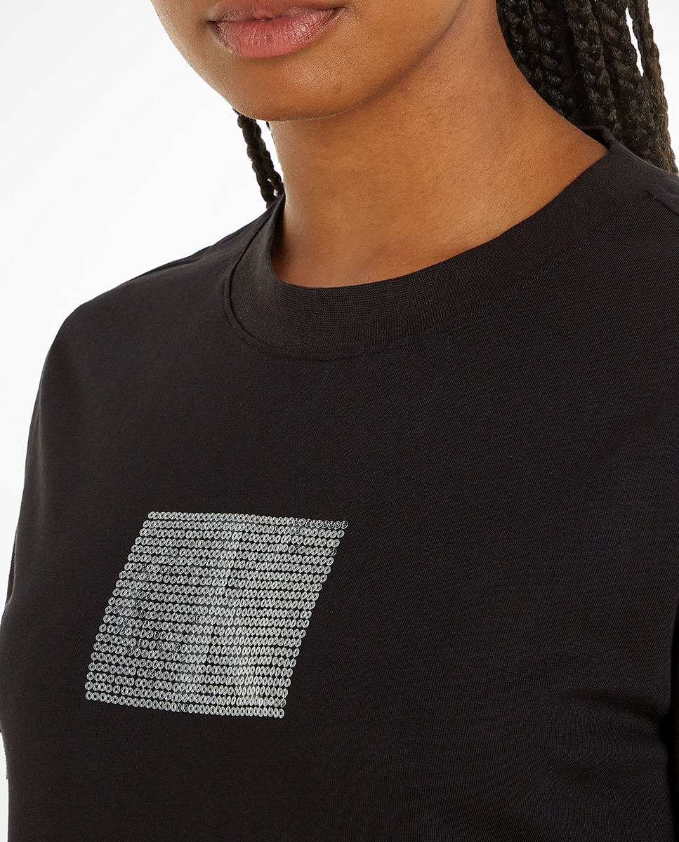 T-shirt Slim Fit com Manga Curta Preto-3