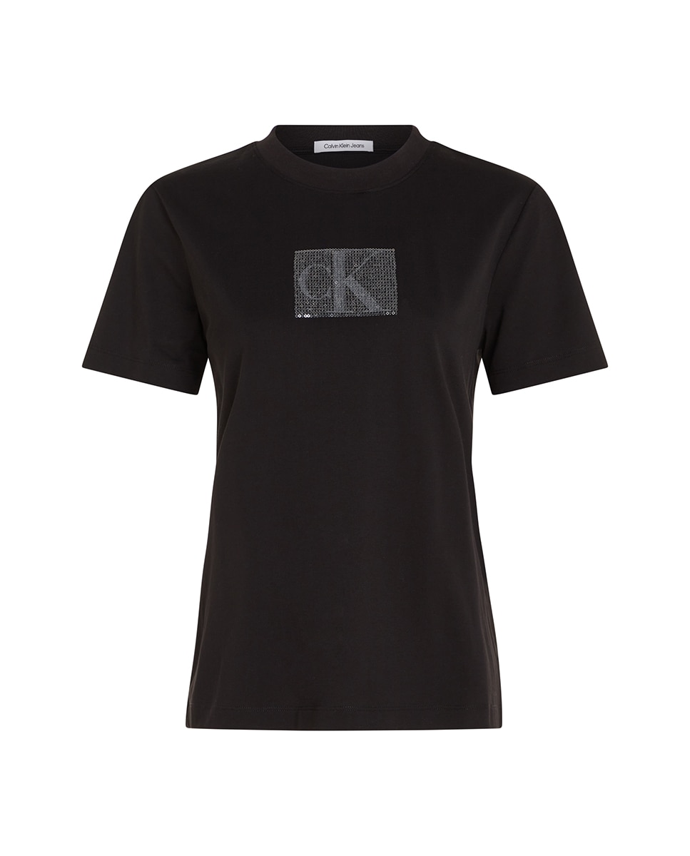 T-shirt Slim Fit com Manga Curta Preto-4