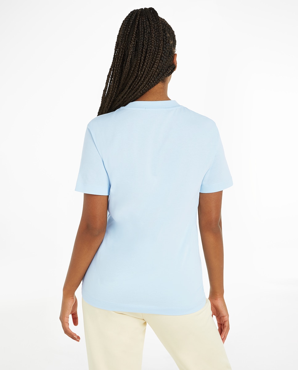 T-shirt Slim Fit com Manga Curta Azul-claro-2