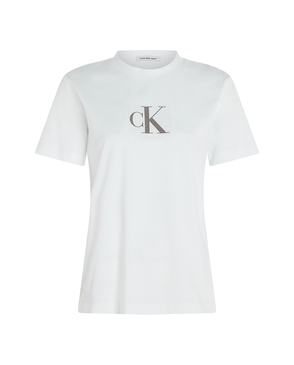 T-shirt Slim Fit com Manga Curta Branco-4