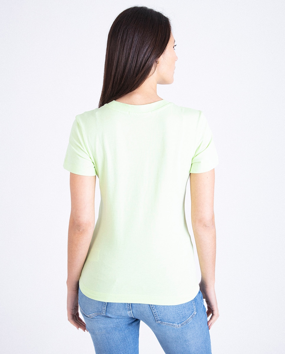 T-shirt Slim com Monograma Verde-claro-2