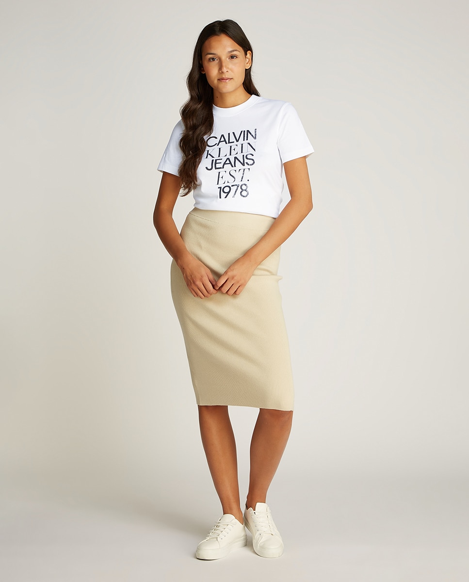 T-shirt Regular Fit com Logótipo Estampado Branco-4